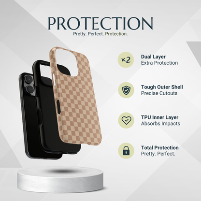 Phone Case - Bold Tan Small Checked Pattern Phone Case
