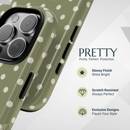 Phone Case - Green & White Dot Pattern Phone Case