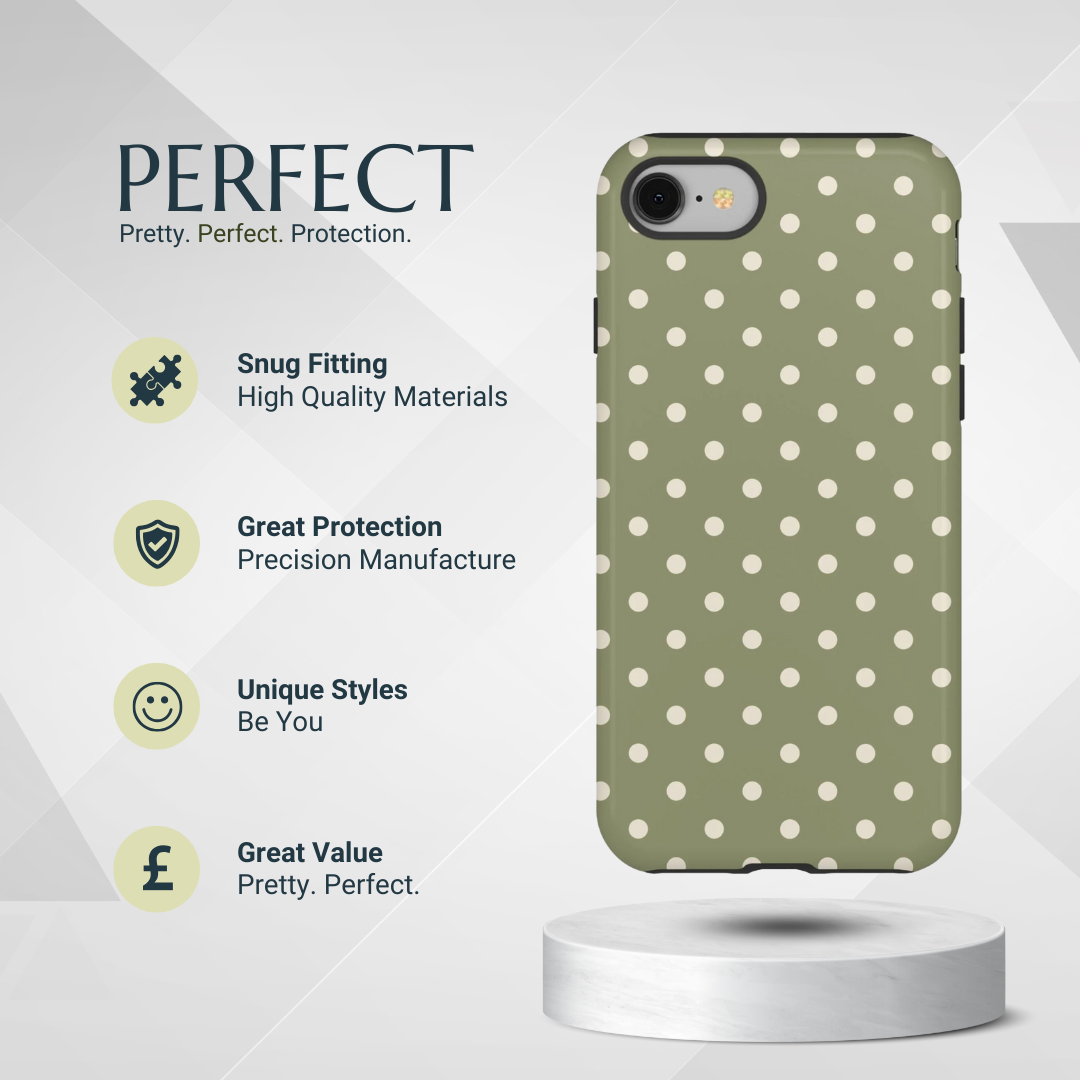 Phone Case - Green & White Dot Pattern Phone Case