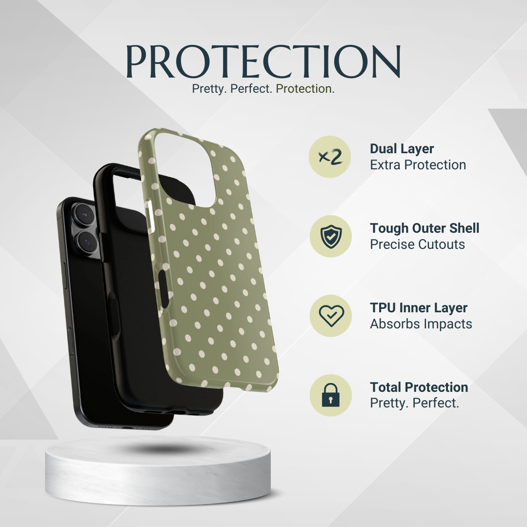 Phone Case - Green & White Dot Pattern Phone Case