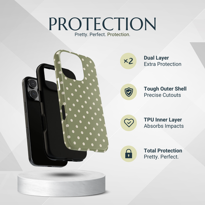 Phone Case - Green & White Dot Pattern Phone Case