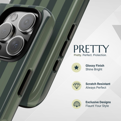 Phone Case - Dark Green Stripe Pattern Phone Case