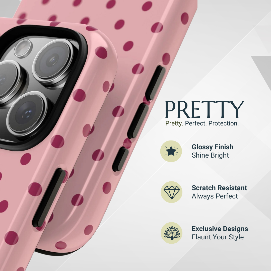 Phone Case - Pink with Red Dot Pattern Phone Case