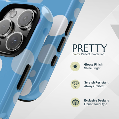 Phone Case - Bold Blue with White Dot Pattern Phone Case