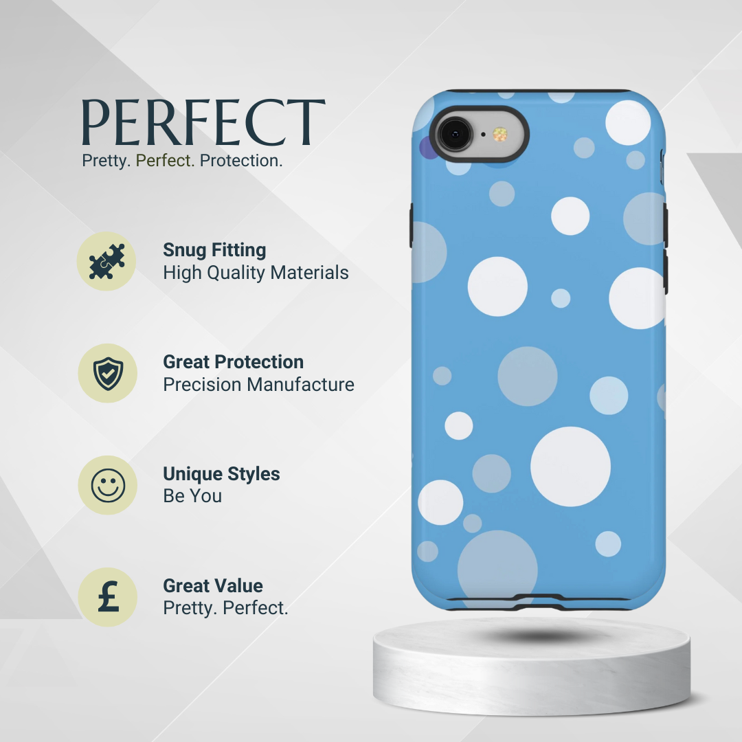 Phone Case - Bold Blue with White Dot Pattern Phone Case