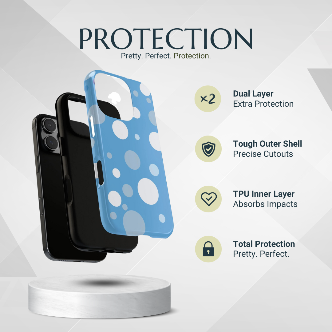 Phone Case - Bold Blue with White Dot Pattern Phone Case