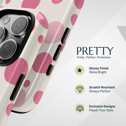 Phone Case - Bold White with Pink Dot Pattern Phone Case