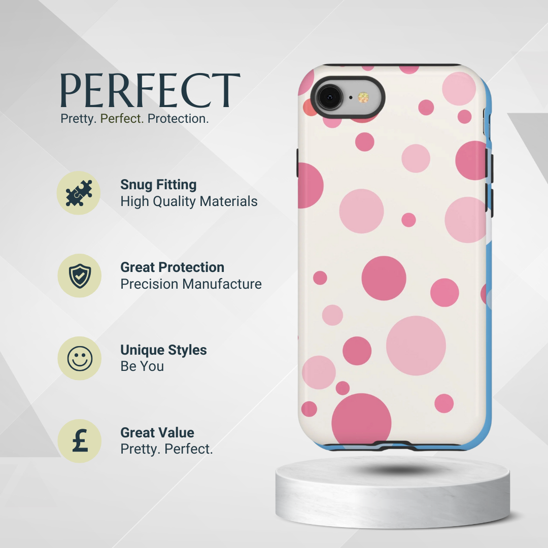 Phone Case - Bold White with Pink Dot Pattern Phone Case