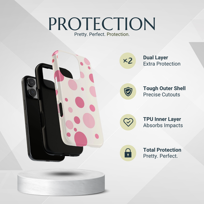 Phone Case - Bold White with Pink Dot Pattern Phone Case