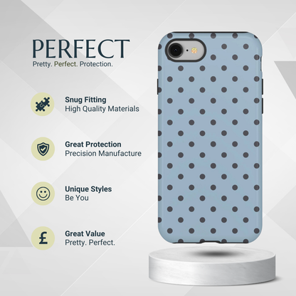 Phone Case - Light Blue with Dark Blue Dot Pattern Phone Case