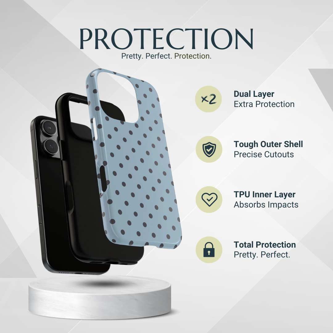 Phone Case - Light Blue with Dark Blue Dot Pattern Phone Case