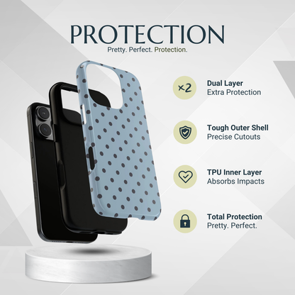 Phone Case - Light Blue with Dark Blue Dot Pattern Phone Case