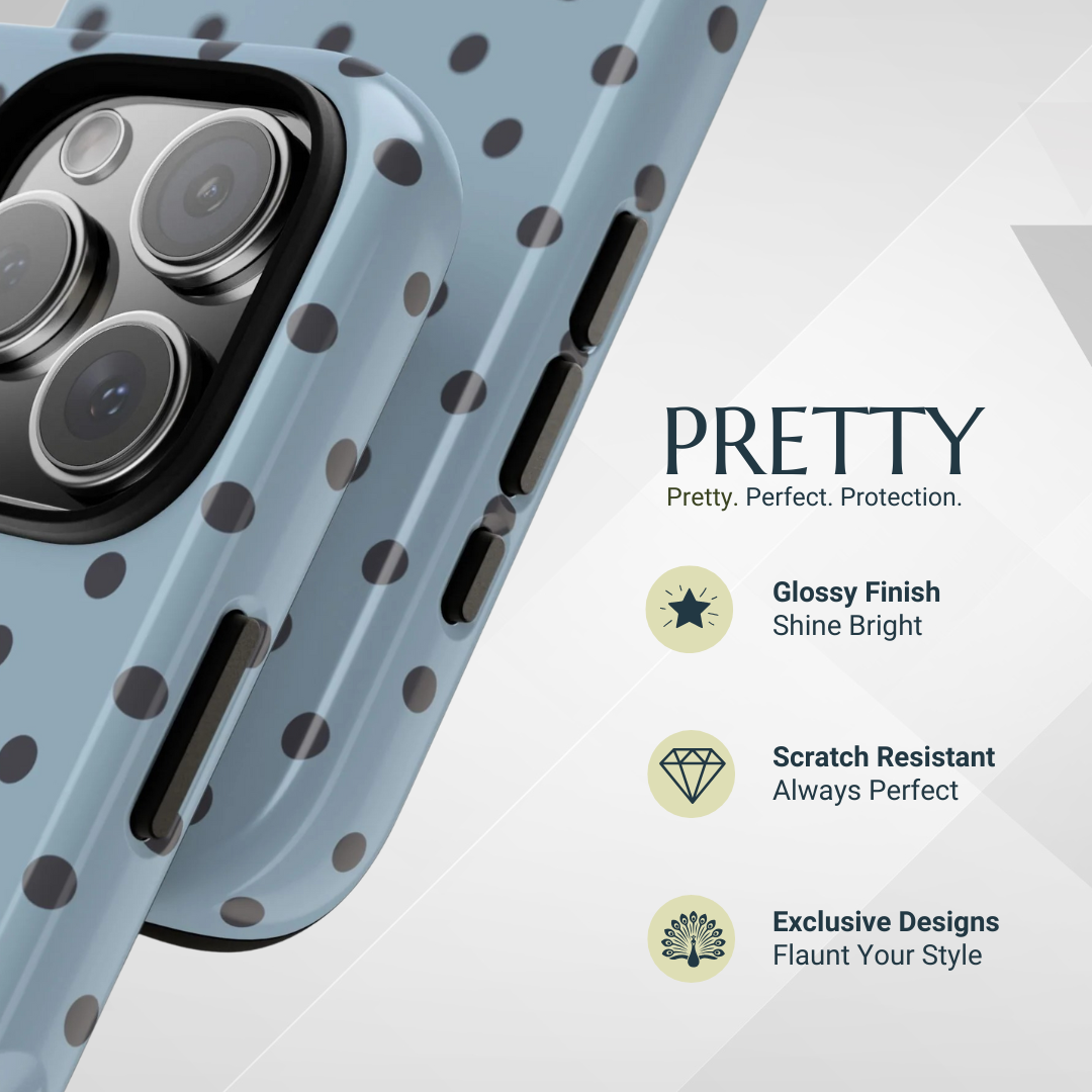 Phone Case - Light Blue with Dark Blue Dot Pattern Phone Case