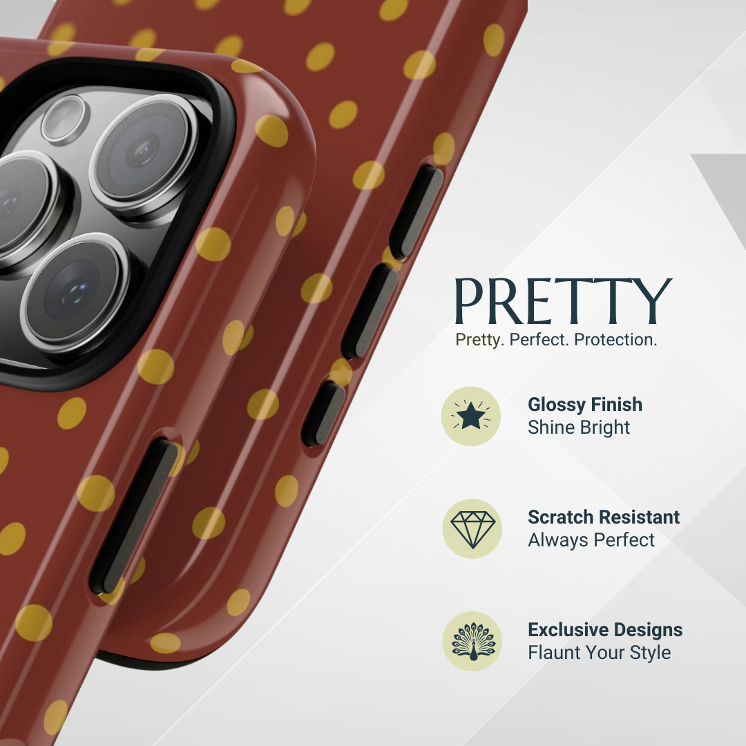 Trendy Brown & Mustard Dot Pattern Phone Case - Brown Phone Case
