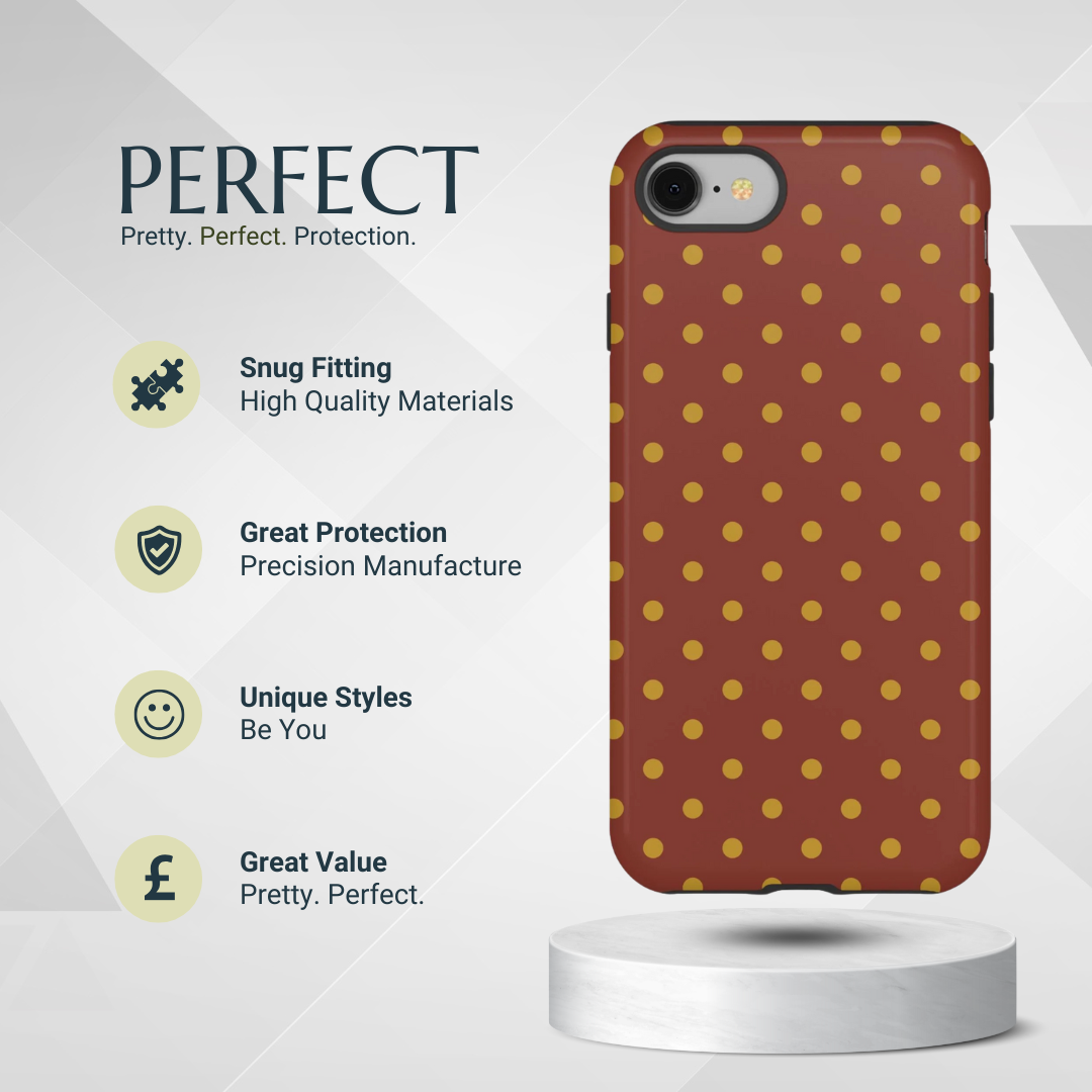 Trendy Brown & Mustard Dot Pattern Phone Case - Brown Phone Case