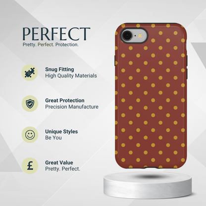 Trendy Brown & Mustard Dot Pattern Phone Case - Brown Phone Case