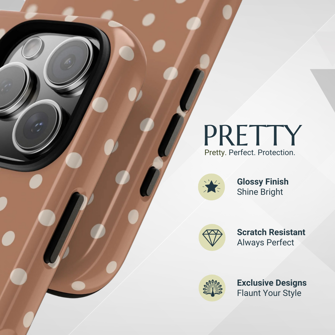 Phone Case - Brown with White Dot Pattern Phone Case