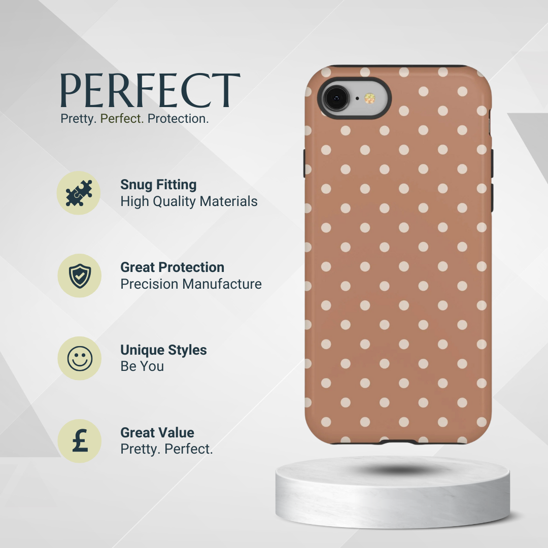 Phone Case - Brown with White Dot Pattern Phone Case
