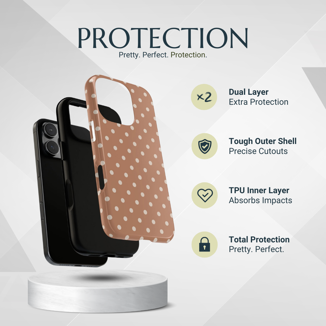 Phone Case - Brown with White Dot Pattern Phone Case