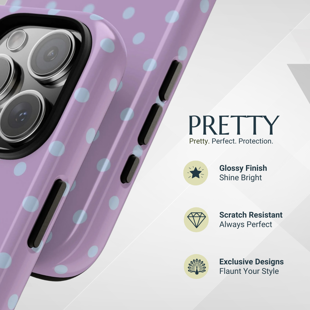 Phone Case - Trendy Lilac & Ice Blue Dot Pattern Phone Case