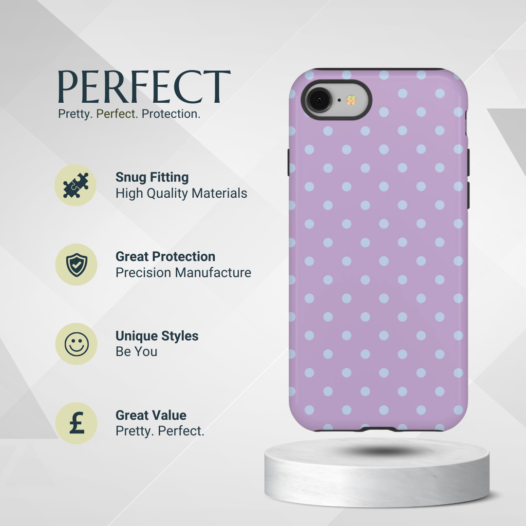 Phone Case - Trendy Lilac & Ice Blue Dot Pattern Phone Case