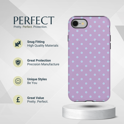 Phone Case - Trendy Lilac & Ice Blue Dot Pattern Phone Case