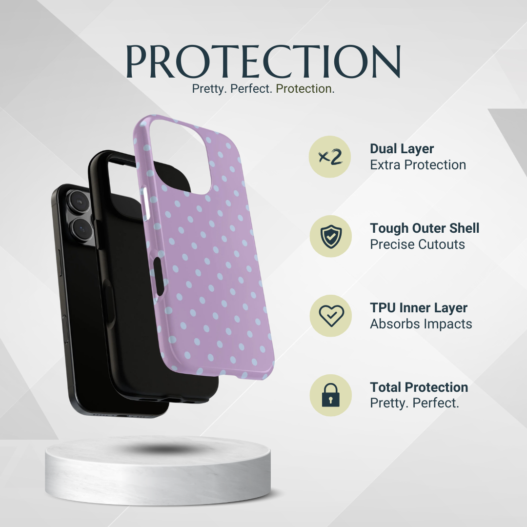 Phone Case - Trendy Lilac & Ice Blue Dot Pattern Phone Case