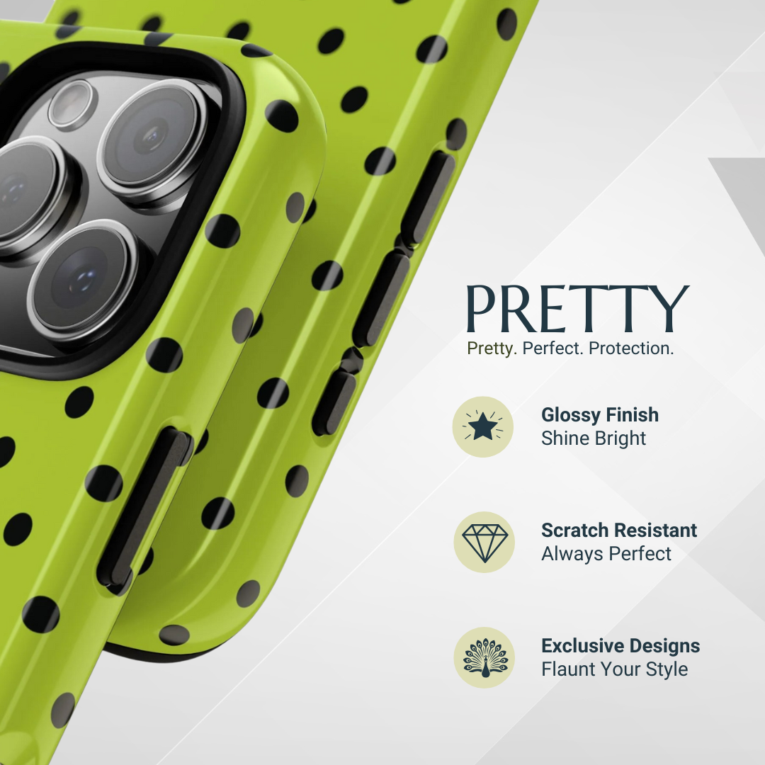 Phone Case - Trendy Neon Lime Green & Black Dot Pattern Phone Case