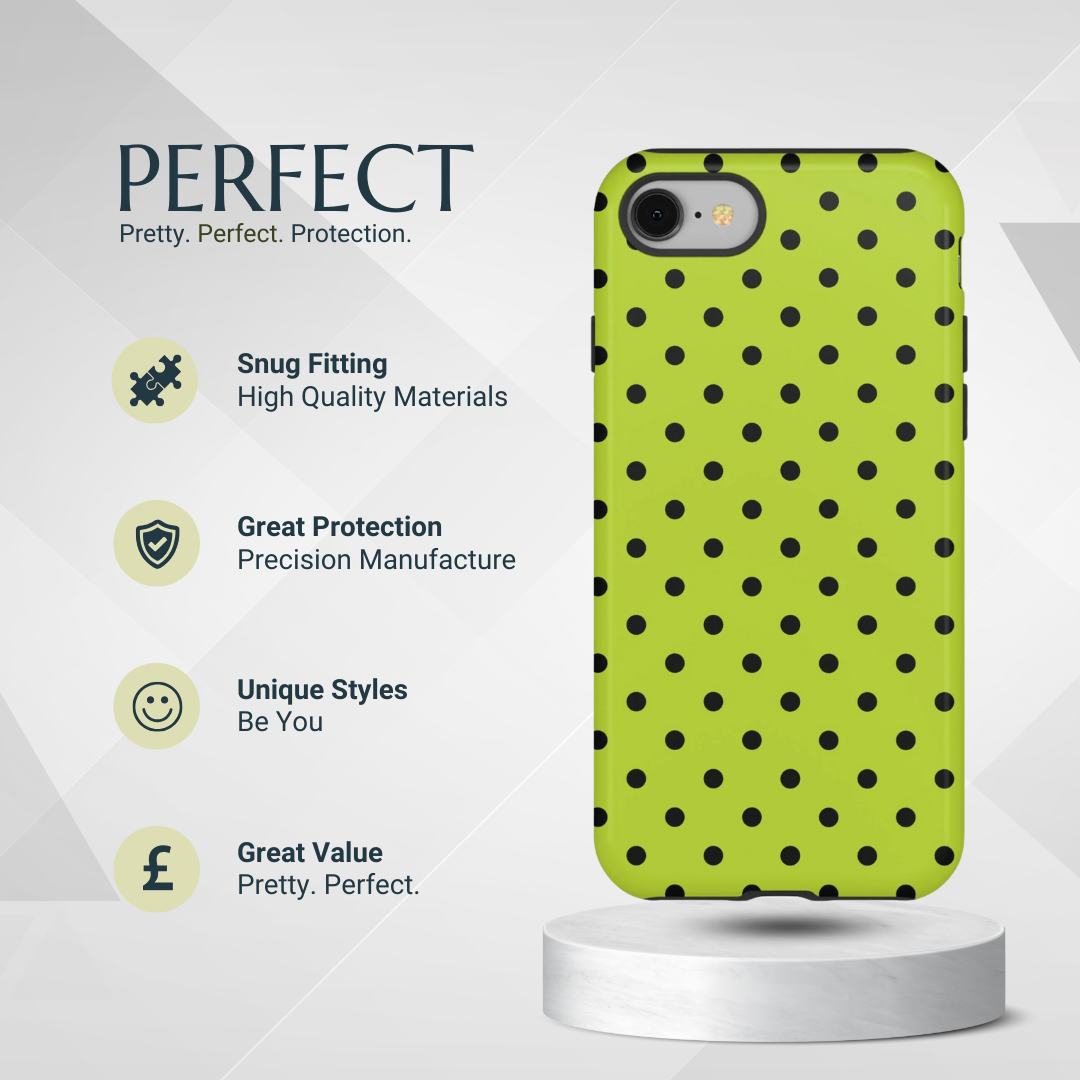 Phone Case - Trendy Neon Lime Green & Black Dot Pattern Phone Case