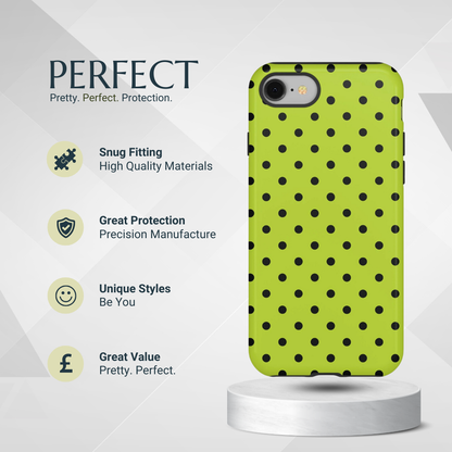 Phone Case - Trendy Neon Lime Green & Black Dot Pattern Phone Case