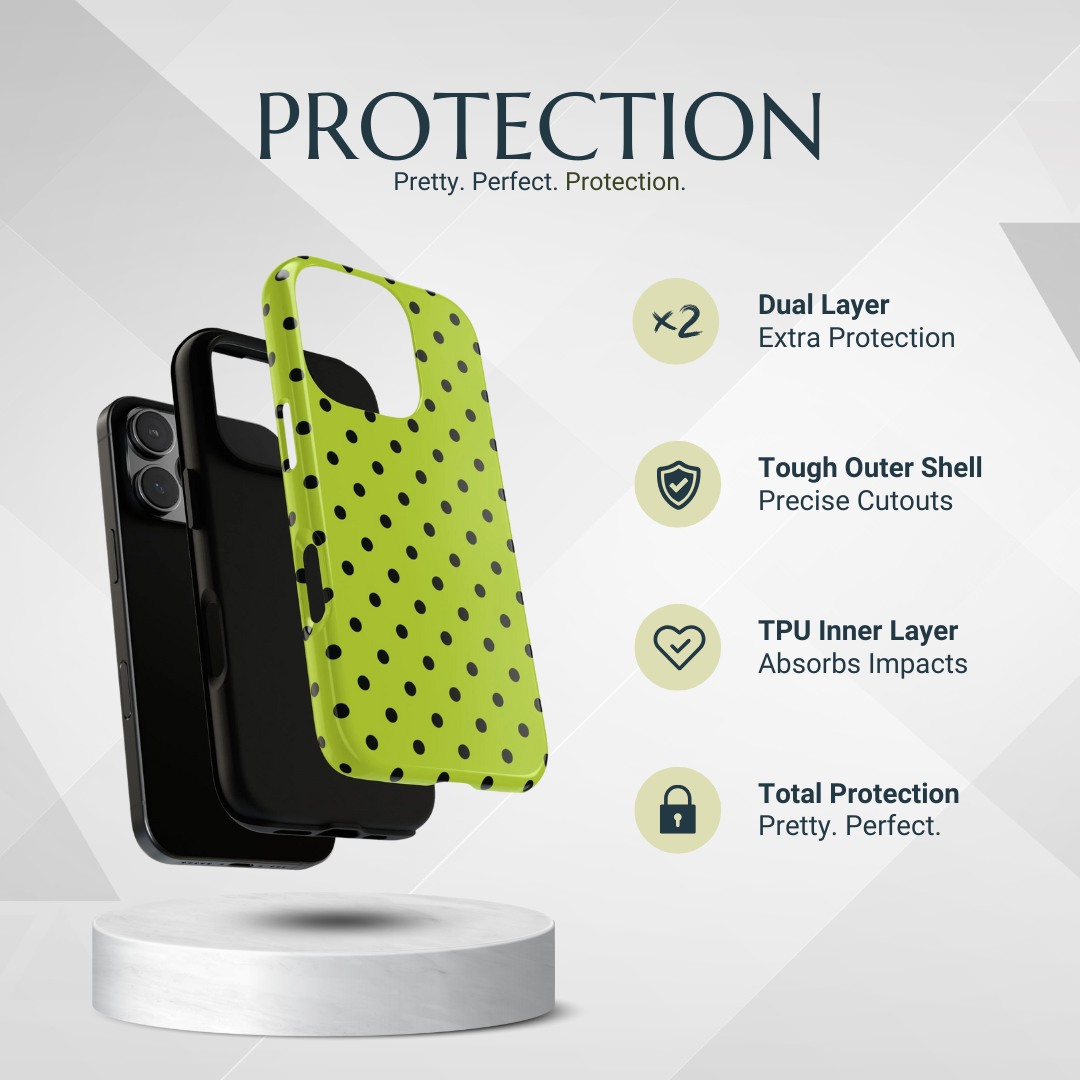 Phone Case - Trendy Neon Lime Green & Black Dot Pattern Phone Case