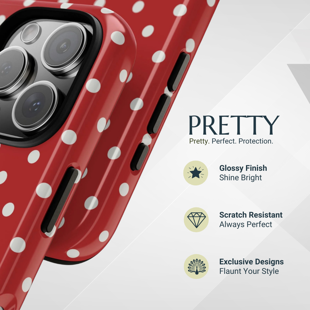 Phone Case - Red with White Dot Pattern Phone Case