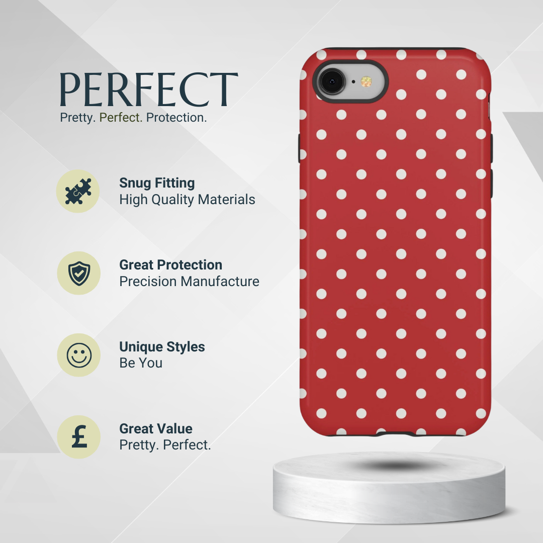 Phone Case - Red with White Dot Pattern Phone Case