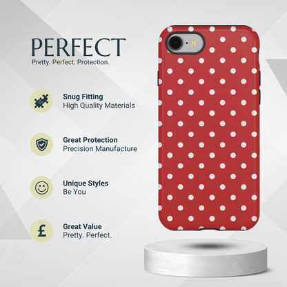 Phone Case - Red with White Dot Pattern Phone Case
