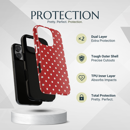 Phone Case - Red with White Dot Pattern Phone Case