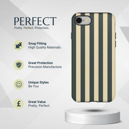 Phone Case - Green & Beige Stripe Pattern Phone Case