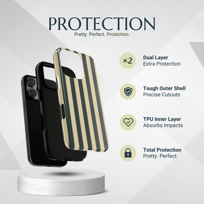 Phone Case - Green & Beige Stripe Pattern Phone Case