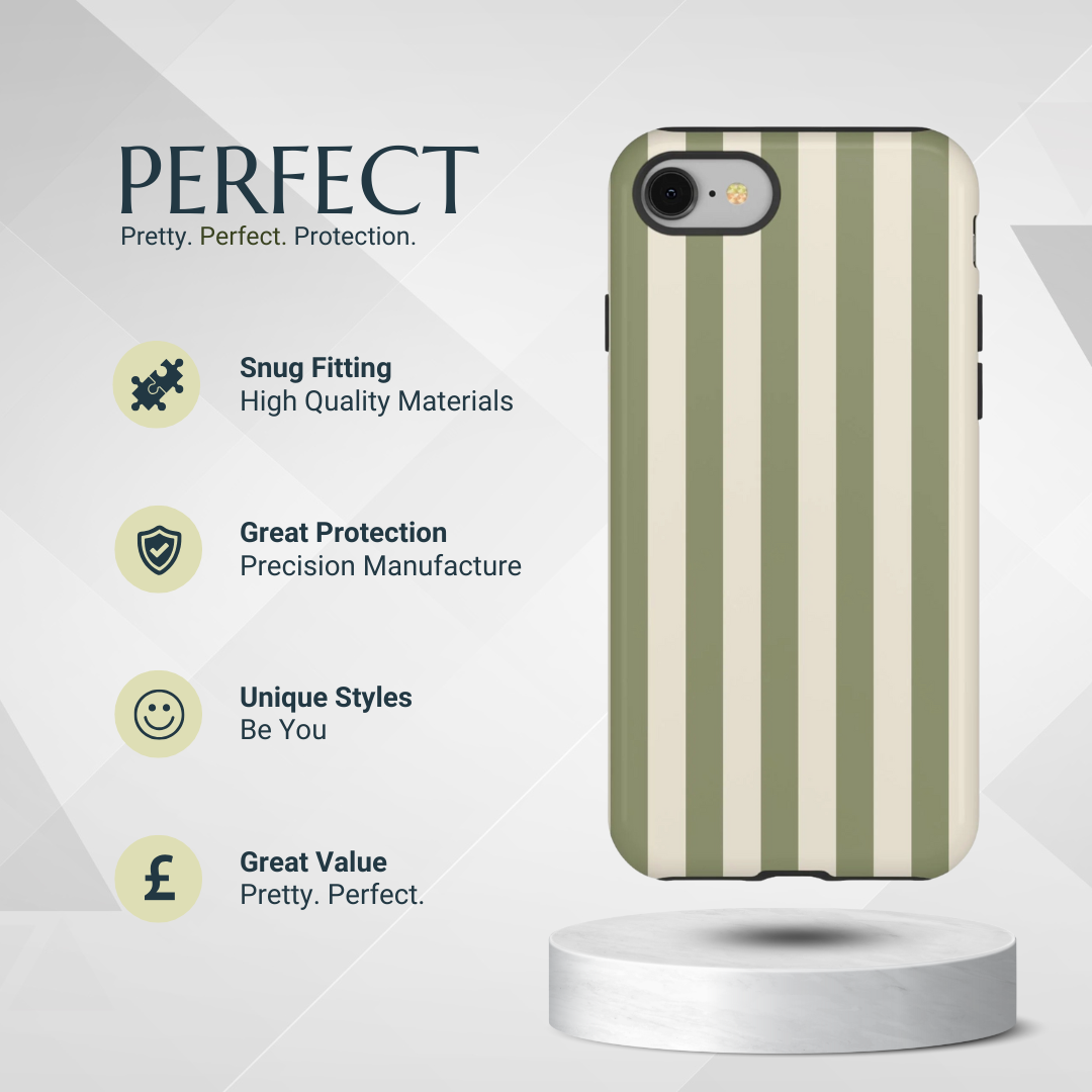 Phone Case - Olive & Beige Stripe Pattern Phone Case