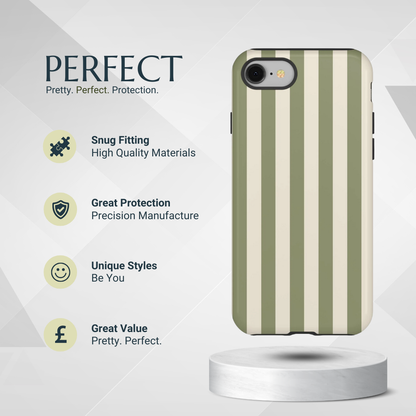Phone Case - Olive & Beige Stripe Pattern Phone Case