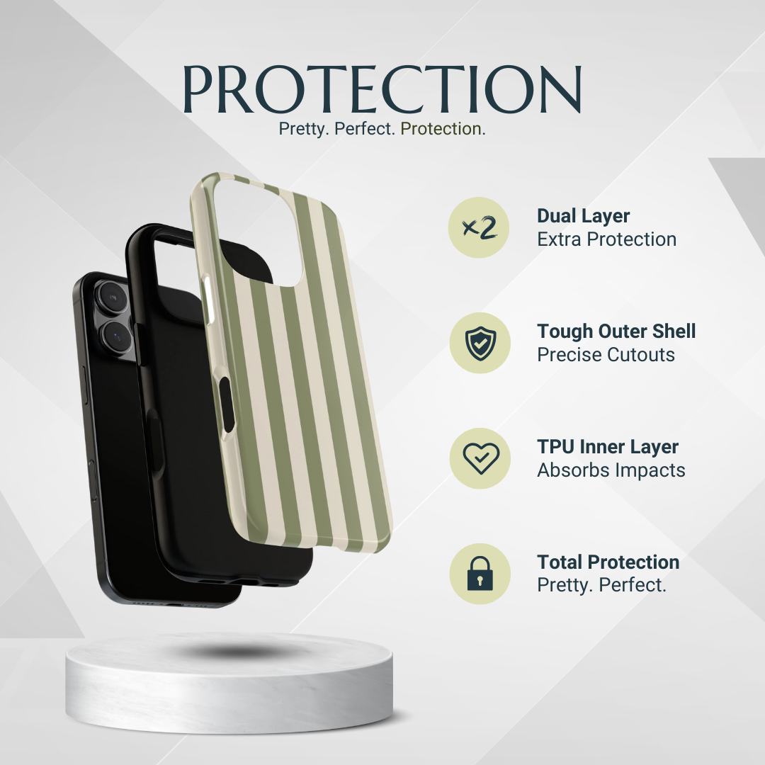 Phone Case - Olive & Beige Stripe Pattern Phone Case