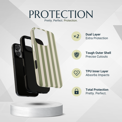 Phone Case - Olive & Beige Stripe Pattern Phone Case