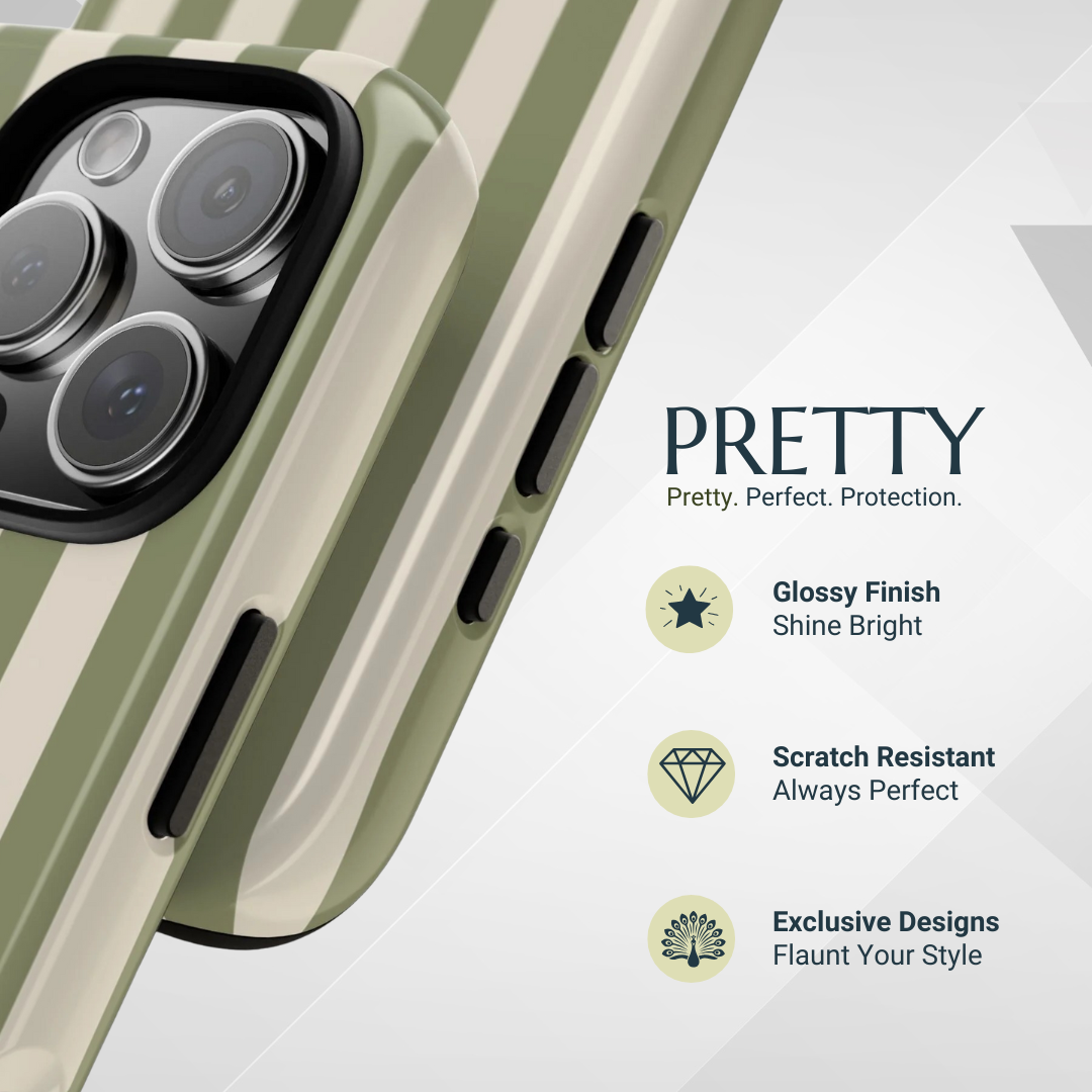Phone Case - Olive & Beige Stripe Pattern Phone Case