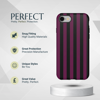 Phone Case - Trendy Plum & Black Stripe Pattern Phone Case