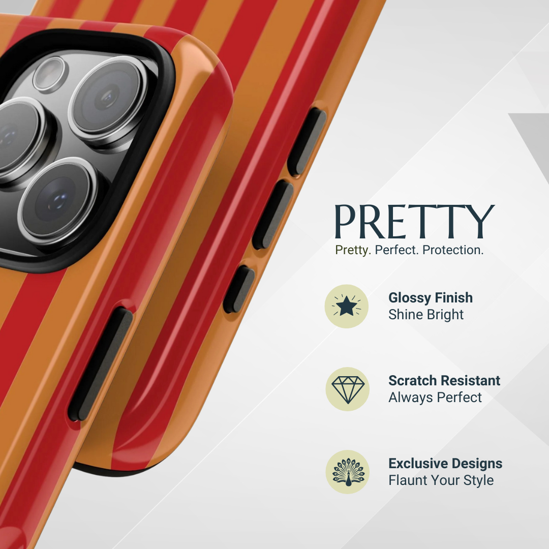 Phone Case - Orange & Red Stripe Pattern Phone Case