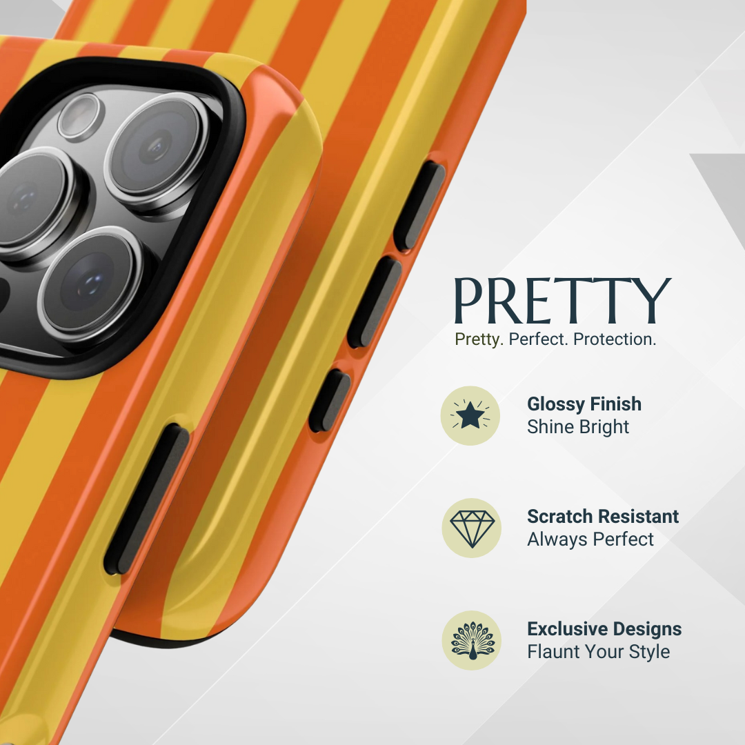 Phone Case - Trendy Orange & Yellow Stripe Pattern Phone Case