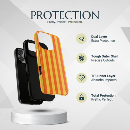 Phone Case - Trendy Orange & Yellow Stripe Pattern Phone Case