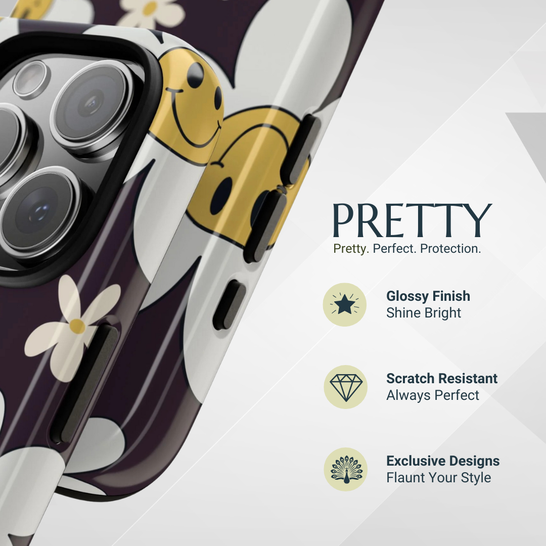 Phone Case - Fun Retro Daisy Pattern with Purple Background Phone Case